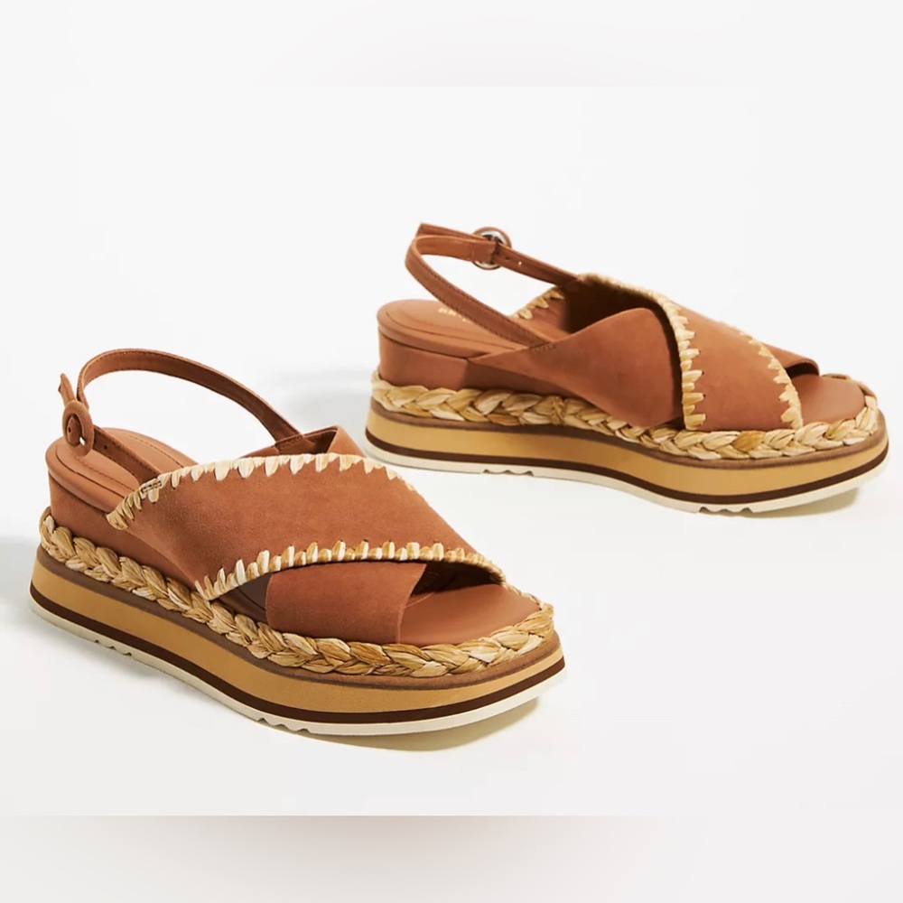 Anthropologie Bruno Premi Cross-Strap Platform Sandals size 8